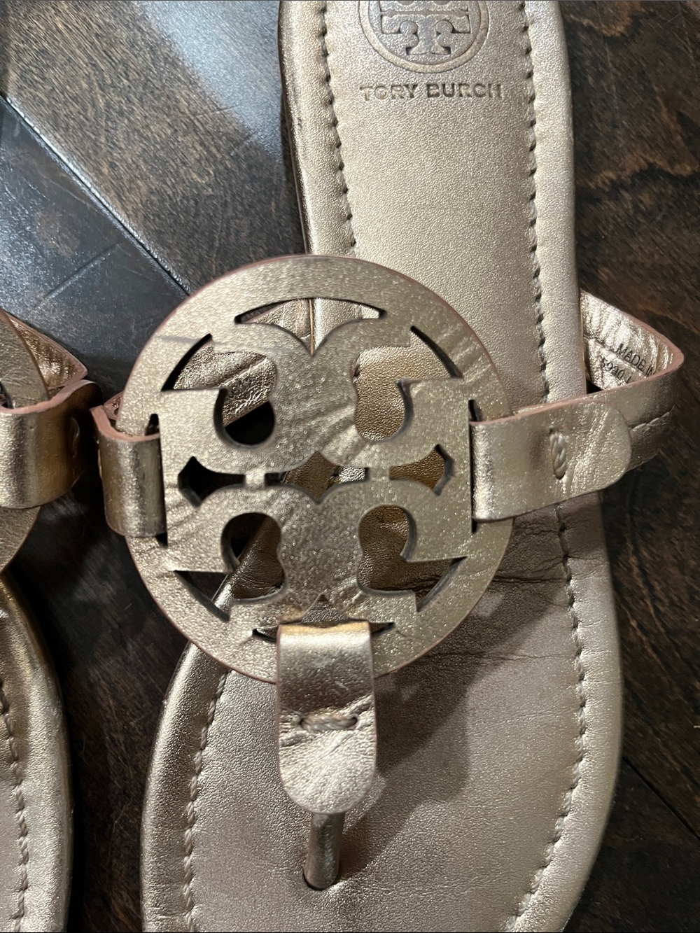 Tory Burch Rose Gold Logo Miller Thong Sandals - Women - Picture 11 of 11